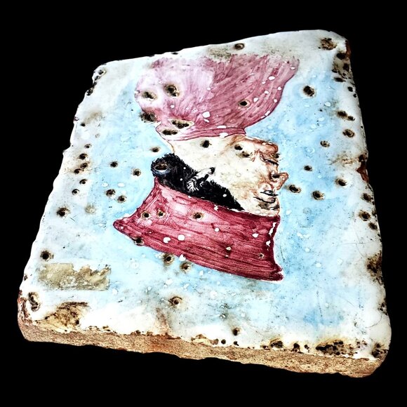 Duke de Montefelto Portrait Copy Hand-Painted Ceramic Tile - Picture 9 of 13